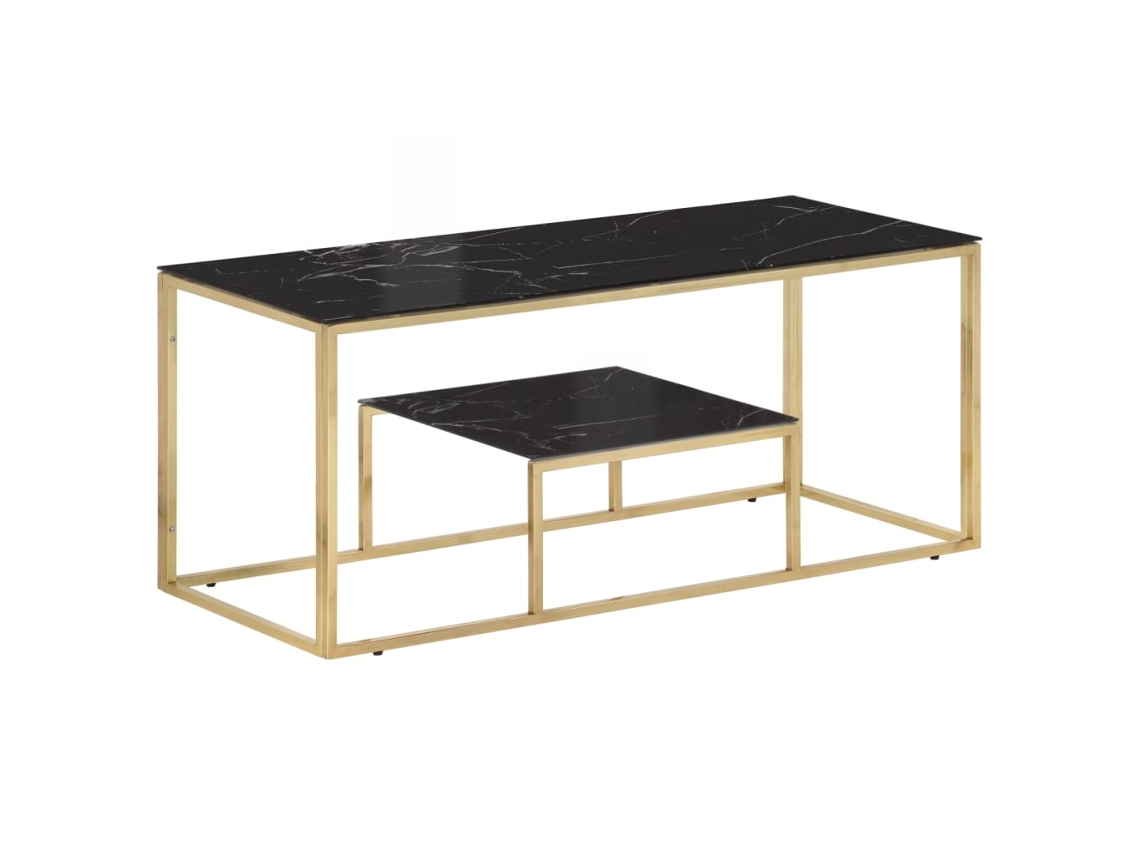 Vidaxl Mesa De Centro Aço Inoxidável E Vidro Temperado Dourado