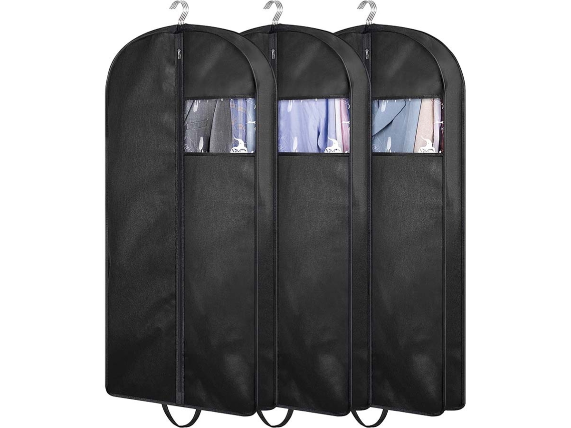 Conjunto De 3 Capas Para Ternos De 40 Polegadas Para Guardar Roupas E Viajar (pretas)