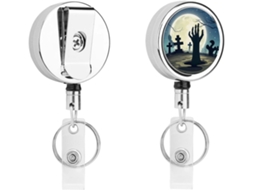 Porta Crachá Retrátil Com Clip Cemitério, Fantasma, Crachá Chaveiro, Jacaré Enfermeira Tipo Clip A