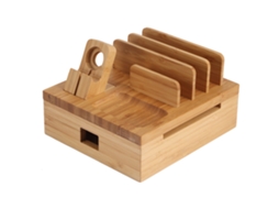 Suporte de carregamento e organização para celular em bambu, com múltiplas camadas | S/MARCA