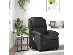 Vidaxl Poltrona De Massagem Reclinável Em Couro Legítimo Preto