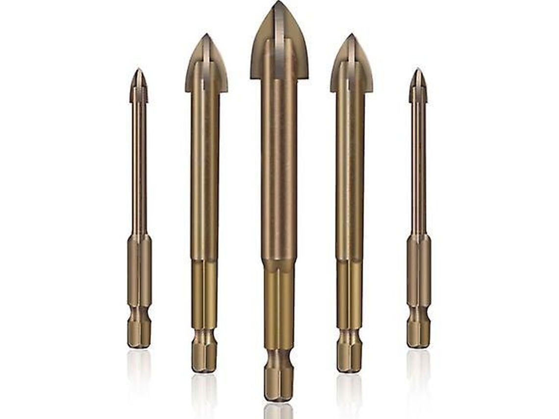 Conjunto Eficaz De Brocas Para Azulejos De Cerâmica Brocas Cruzadas Multiuso Universais, Conjunto De 5 Peças Slowmoose
