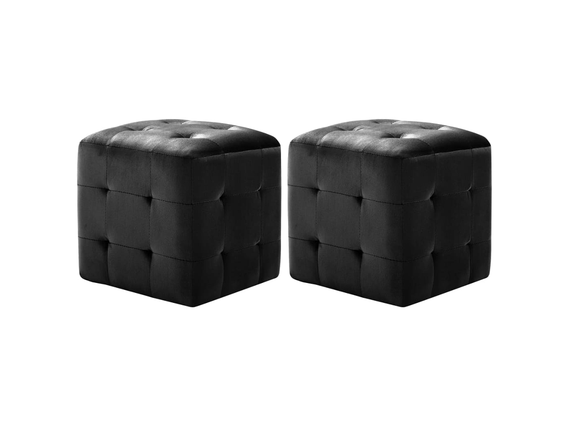 Vidaxl Pufe 2 Pcs 30x30x30 Cm Veludo Preto
