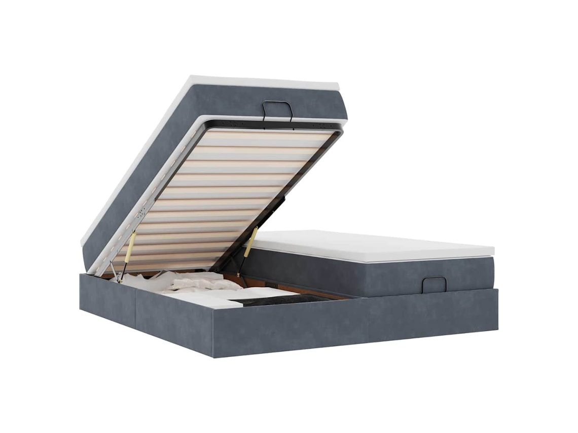 Estrutura de Cama Otomana com Colchões Cinzento Escuro MAISON EXCLUSIVE (160x200 cm)