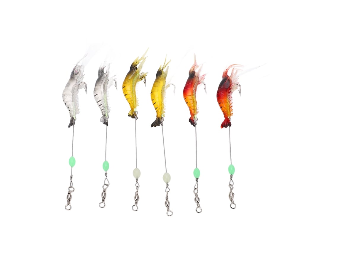 Isca Artificial Camarão Luminoso Silicone 6pcs