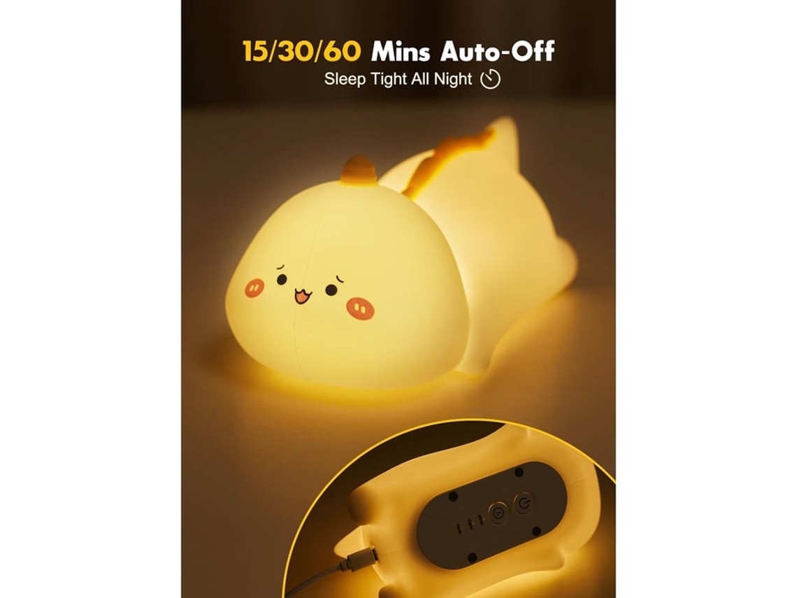 Luz Noturna De Dinossauro Para Crianças Linda Luz Noturna De Silicone Com 2 Níveis De Brilho Lâmpada Recarregável De 7 Cores Para Quarto Bestvite