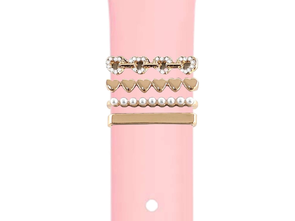 Bracelete Ticwatch Gth Pulseira com Adorno Corações Rosa