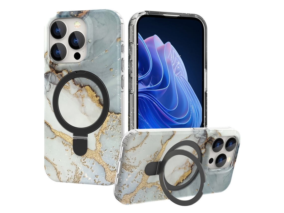 Suporte Casa Padrão Mármore Para Iphone 15 Pro Max Pele Sintética Magnética Multicor