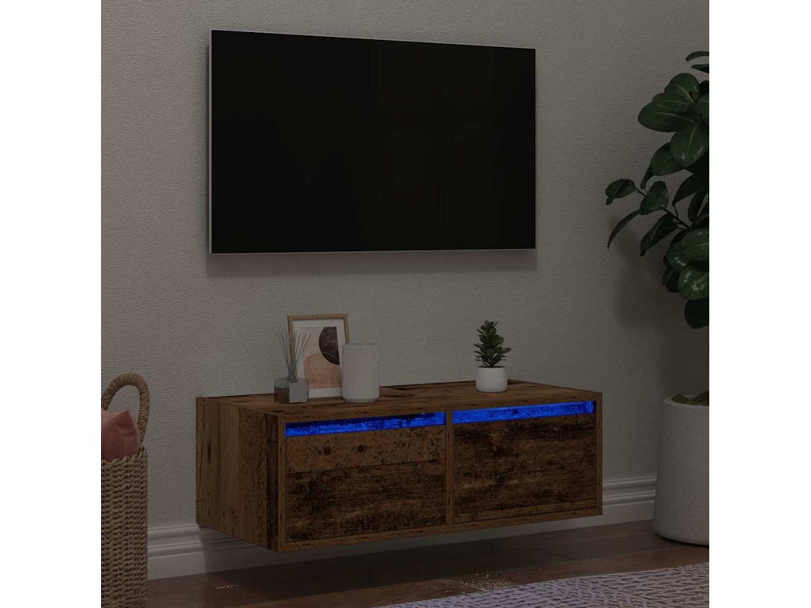 Vidaxl Móvel de Tv com Luzes Led 75x35,5x25 Cm Madeira Velha