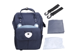 Mali bolsa Mãe Multifuncional Mochila com Alça Alta Capacidade Ursinho Azul Marinho