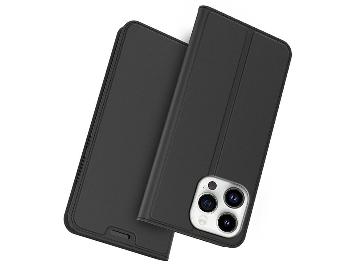 Capa Para Iphone 15 Pro Pele Sintética Com Porta-cartões Preto