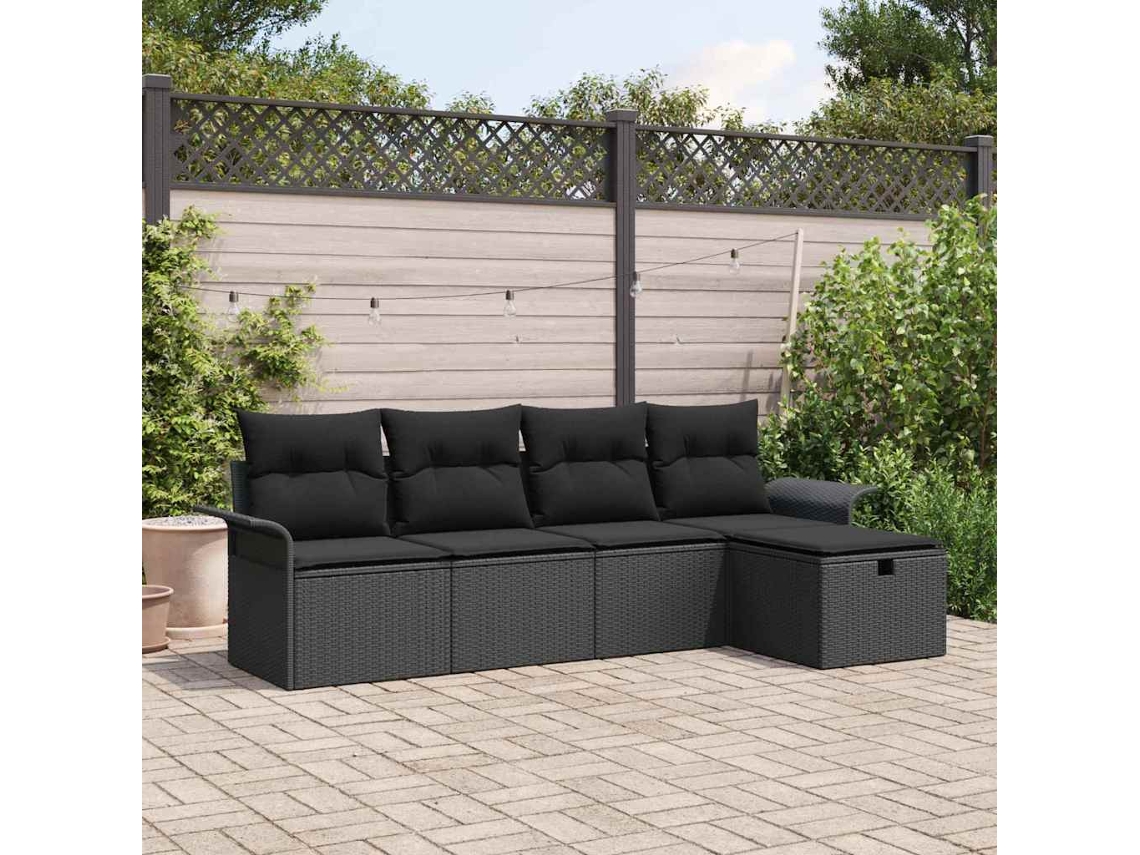 Vidaxl Conjunto De Sofá De Jardim 5 Unid. Rattan Sintético
