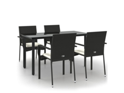 Garden Dining Set, Garden Dining Sets Vidaxl Preto Rattan / Vime (140 Cm Table Length)