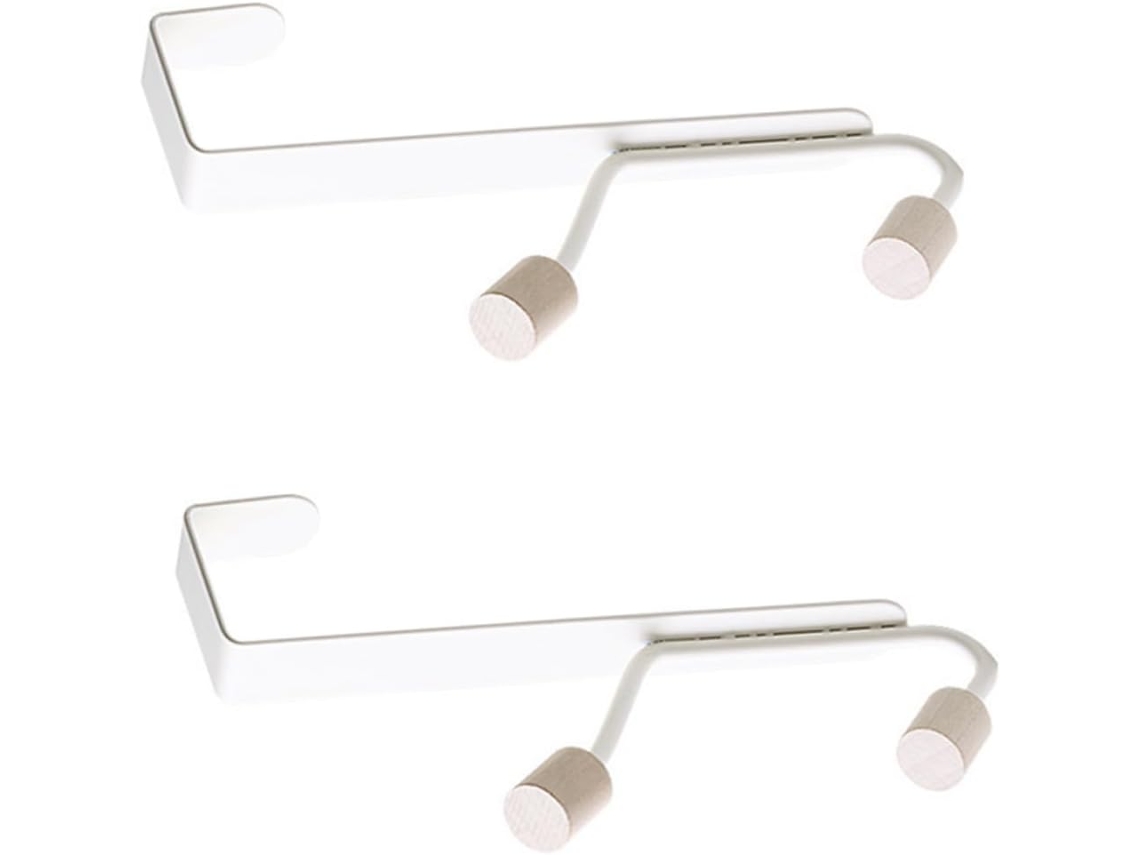 Ganchos De Porta Em Metal Branco, Conjunto Com 2 Peças, Design Versáti
