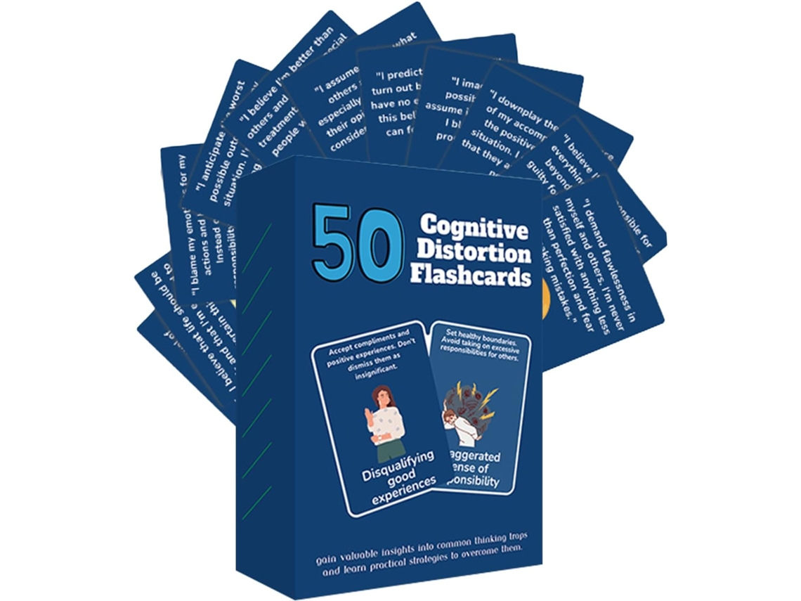 Cartões: Um Conjunto Completo Distorções Cognitivas Afirmações, De 50 Folhas Para Regular Emoções,