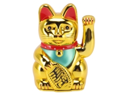 Gato da Sorte com Bateria, Acenador, Riqueza, Dourado Brilhante, 5in, Hotel e Restaurante S/MARCA