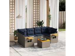Vidaxl 7 Pcs Conjunto Sofás P/ Jardim C/ Almofadões Vime Pe Cinzento