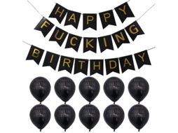 1 Conjunto Kit De Decorações De Festa Balões Pretos Banner Conjunto Suprimentos Para Festa De Aniversário Allinless