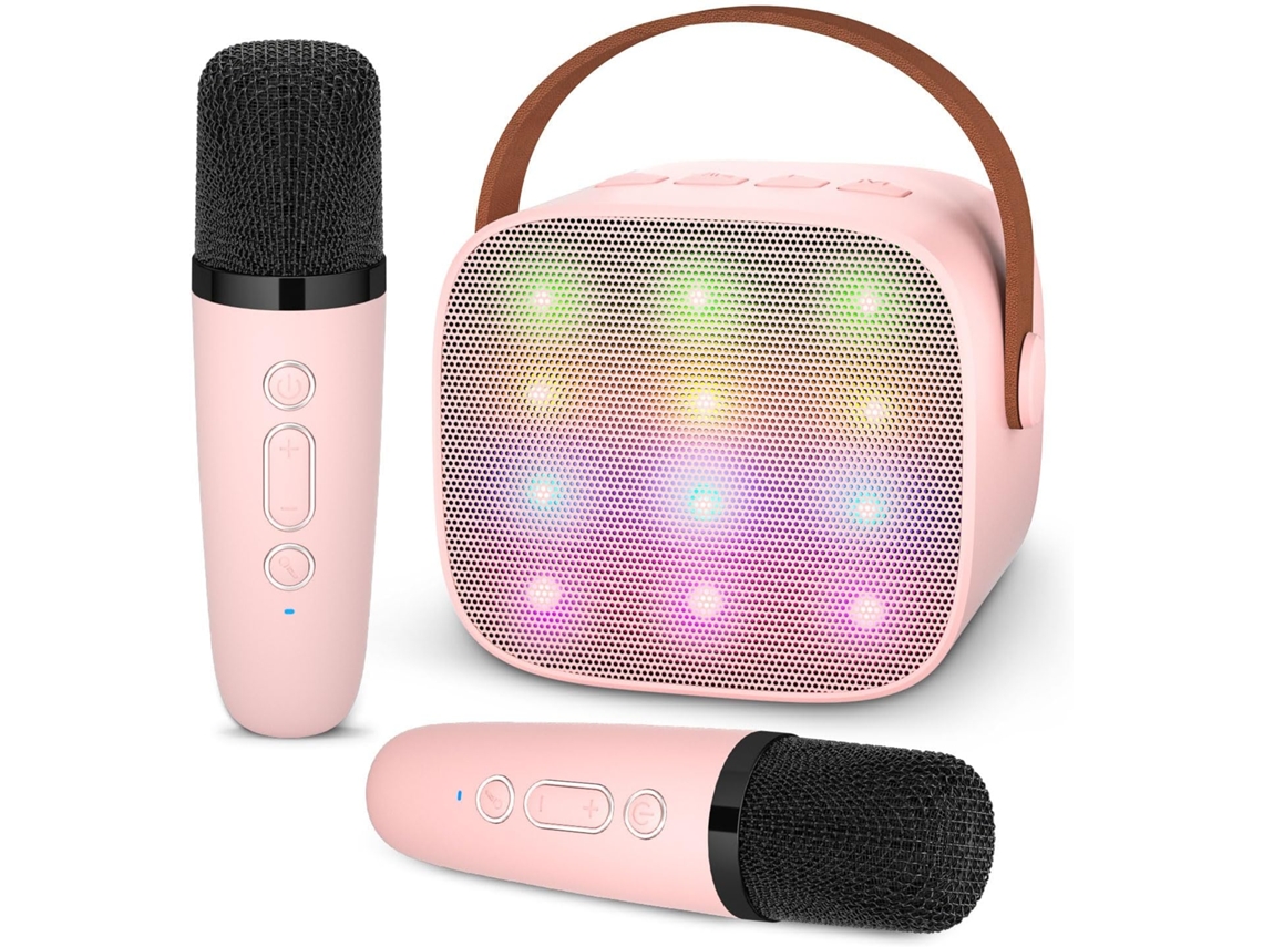 Kit De Microfone Sem Fio Infantil Duplo Rosa