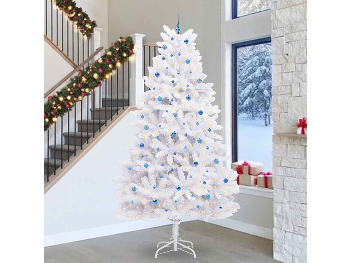 Vidaxl Árvore De Natal Articulada Artificial Branco 300 Cm Pvc E Aço