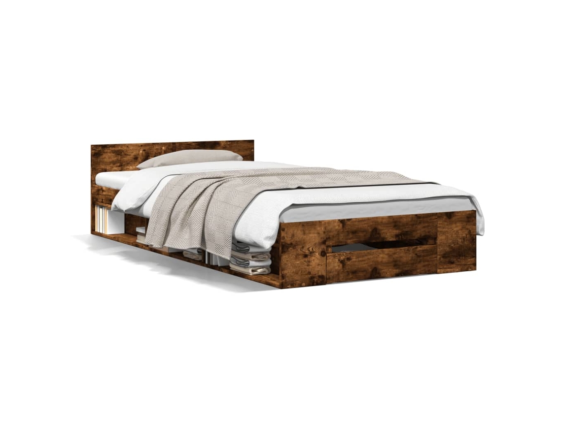 Bed Frame, Bed Frames Vidaxl Marrom Madeira Processada (100 X 200 Cm)