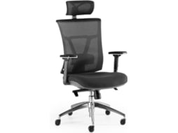 Cadeira de Escritório Executiva EUROMOF Ankara Preto ergonómica (Apoio Cabeça - Braços reguláveis - Malha e Tecido) 