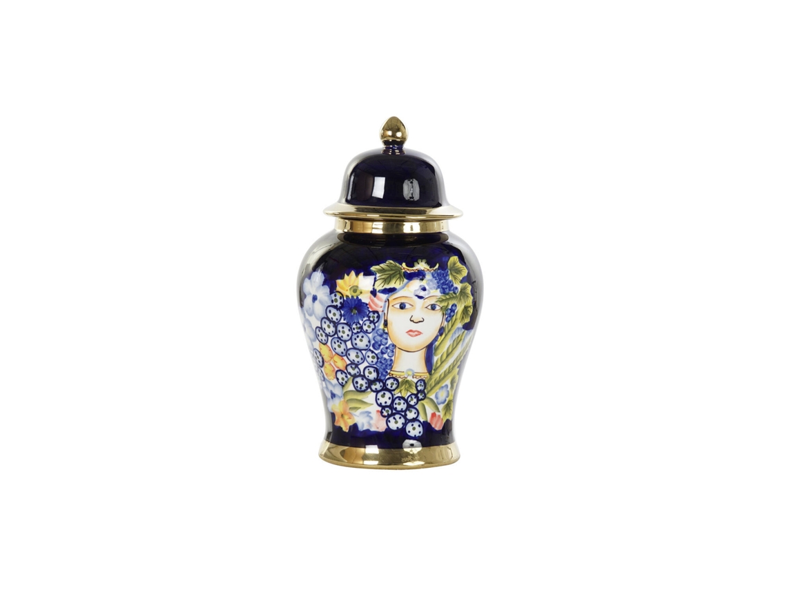 Vaso de Porcelana com Rosto Multicolorido, 22x22x42cm ALEXANDRA HOUSE LIVING