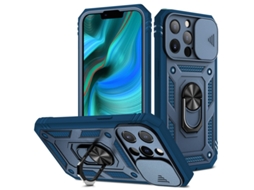 Capa Para Iphone 16 Pro Com Protetor De Anel Deslizante E Proteção 3 Em 1 - Azul Royal