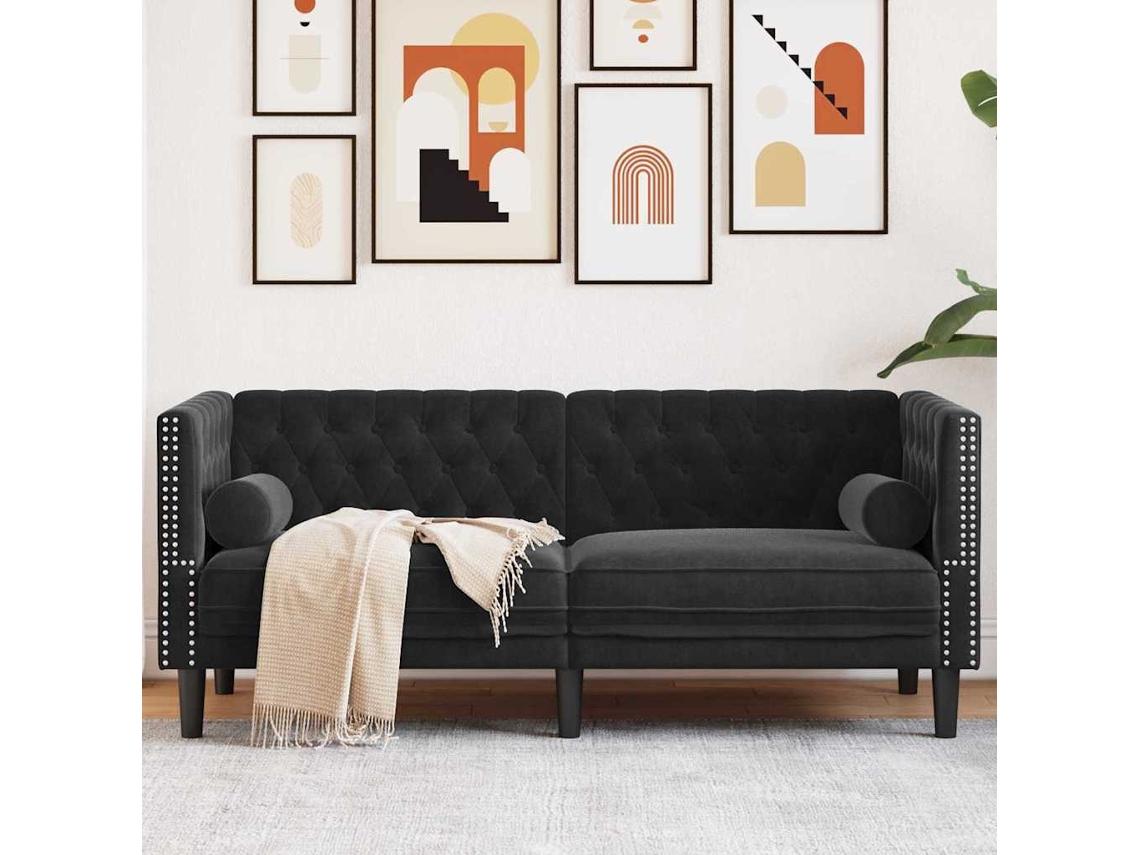 Vidaxl Sofá Preto 174 X 74,5 X 70,5 Cm Veludo