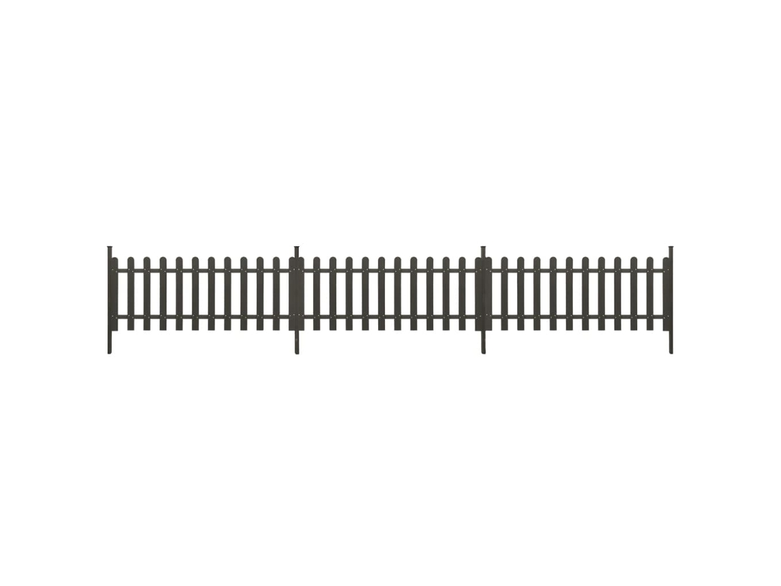 vidaXL Cerca de estacas com postes 3 pcs 614x80 cm WPC