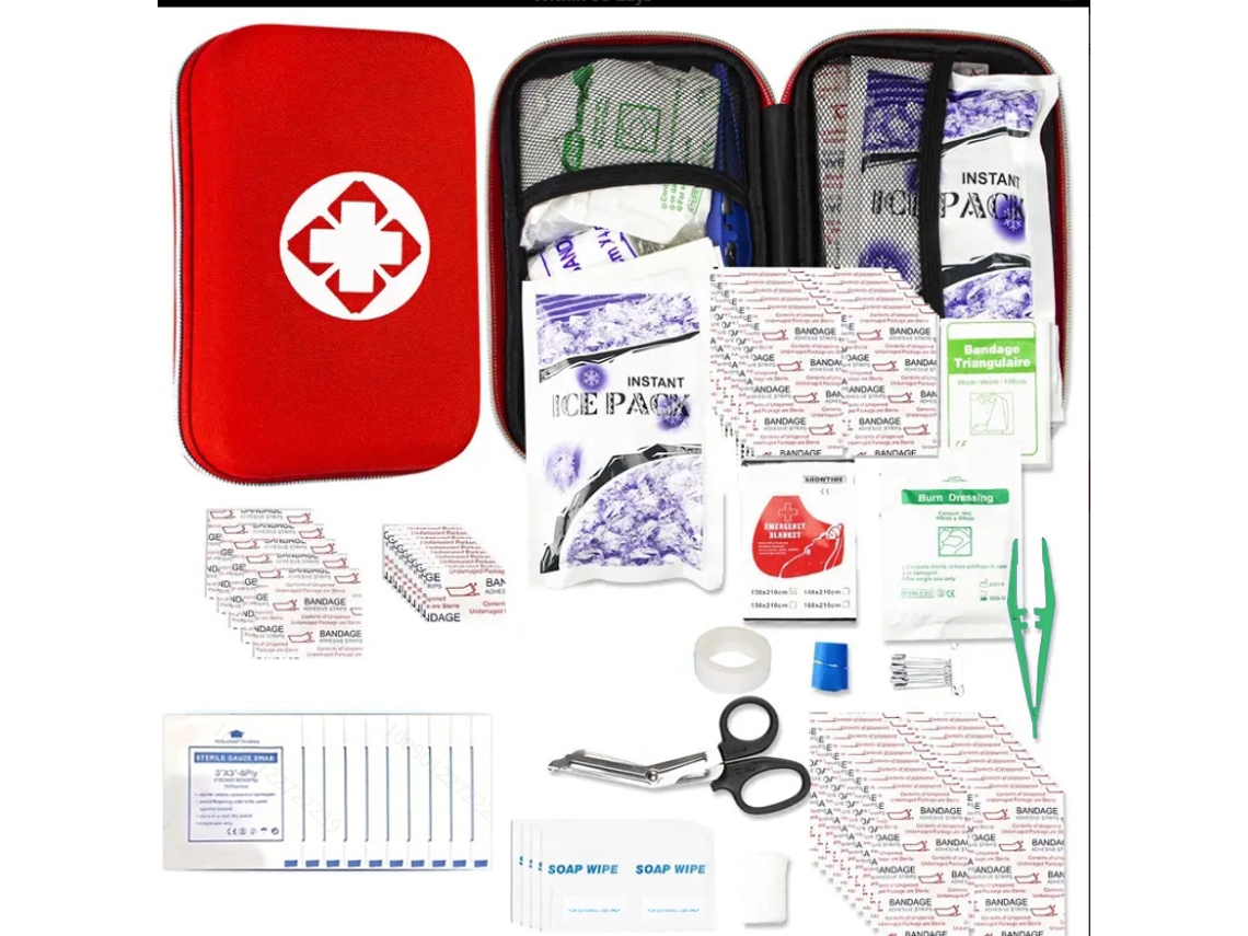 Kit Primeiros Socorros Eva Resistente, Portátil para Casa Carro Campismo e Emergências Vermelho HEXINYIGJLY