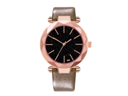 Relógio de Pulso Feminino de Quartzo com Pulseira de Couro Pu Simples e Dial Redondo (café)