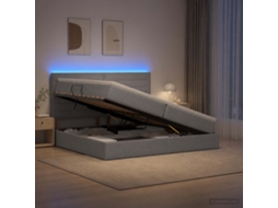 Vidaxl Cama De Armazenamento Led Com Colchão Cinzento-claro