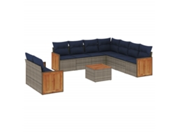 Conjunto de Sofá de Jardim, 10 Peças, Almofadas, Rattan Cinza MAISON EXCLUSIVE