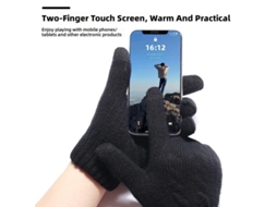 Cinza Xanes Luvas Térmicas Inverno Tela Sensível Toque Dupla Camada Veludo Grosso Malha Quentes Resistentes Frio Esqui Ciclismo Ar Livre