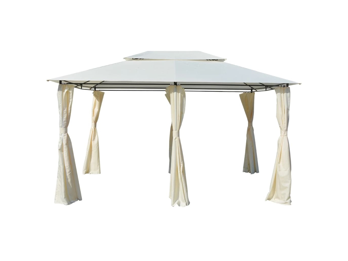 Vidaxl Tenda De Jardim Com Cortinas 4x3 M Branco
