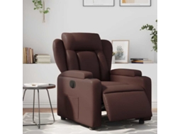 Vidaxl Poltrona Reclinável Elétrica Couro Artificial Castanho