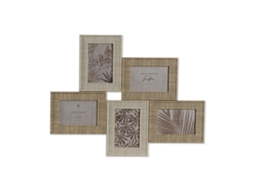 Moldura de Fotos HOME ESPRIT Bege Natural Cristal poliestireno Escandinavo 67 X 2 X 44 cm