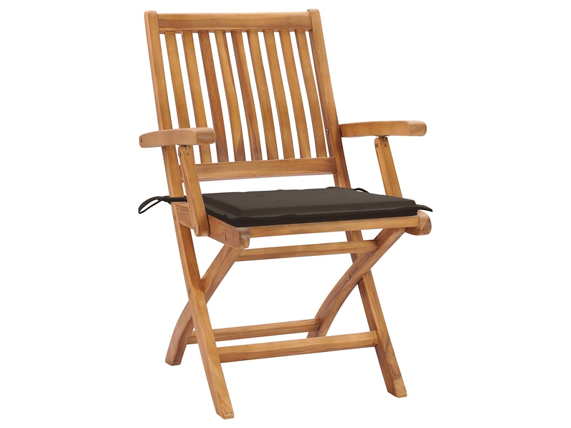 Maison Exclusive - Cadeiras De Jardim C/ Almofadões Cinza-acast. 2 Pcs Teca Maciça