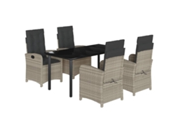 Maison Exclusive - 5 Pcs Conjunto De Jantar P/ Jardim C/ Almofadões Cinzento Claro