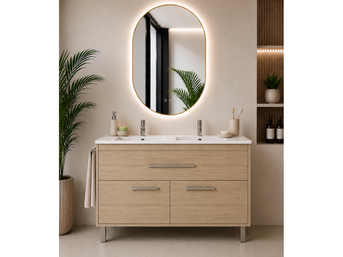 Móvel De Casa De Banho Com Lavatório Origenbath Bahia Sem Espelho 120x45 Cm 2 Cubas Estepa