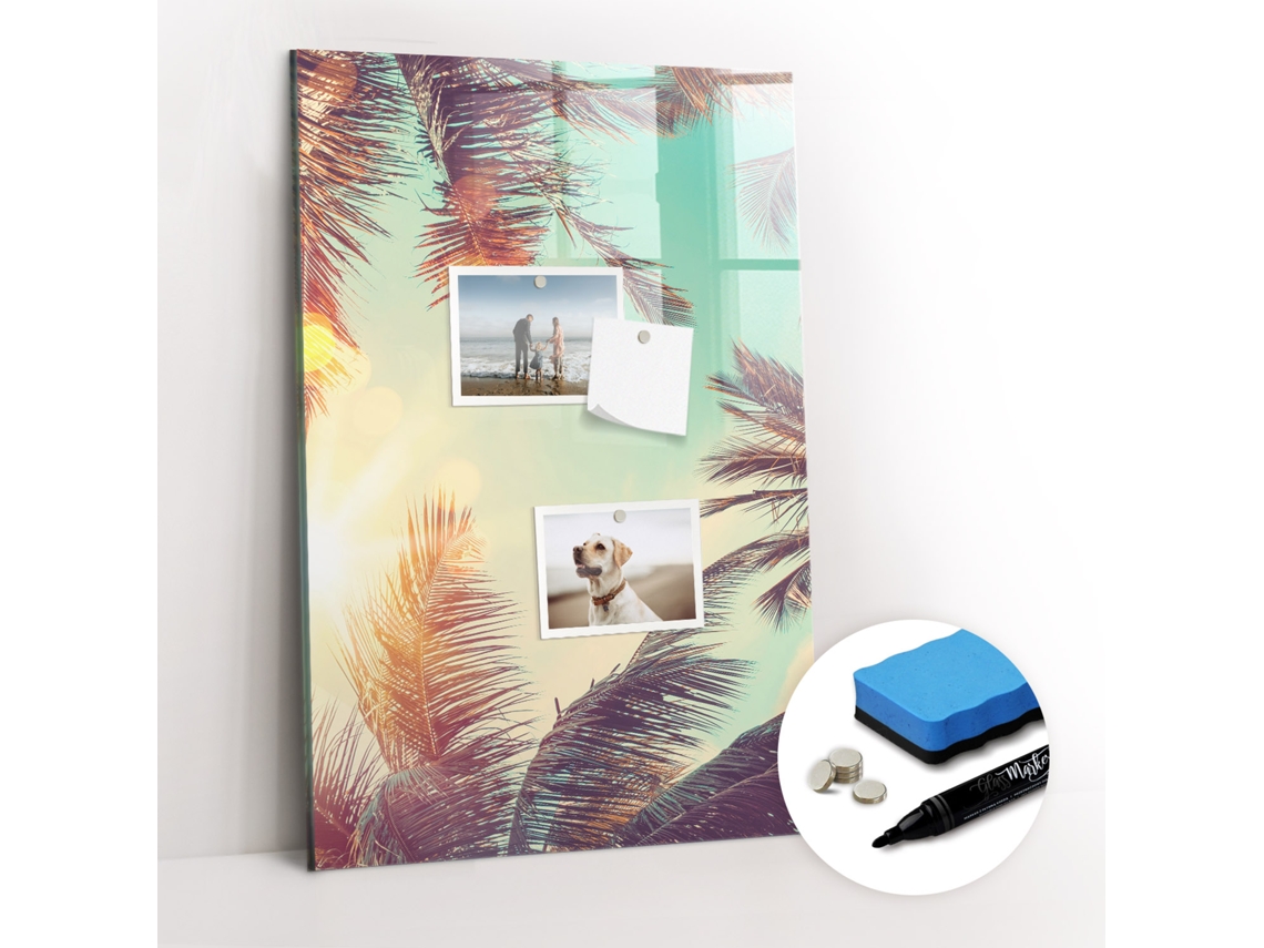 Quadro Magnético Colorido Palmeira Tropical Para O Escritório Espelharte (40x60 Cm)