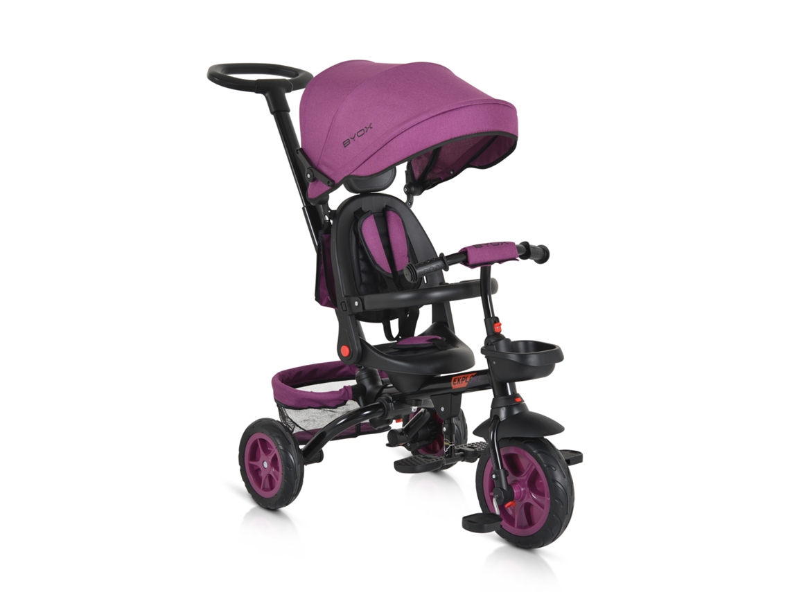 Byox Explore O Triciclo Infantil Com Rodas De Borracha, Reversível, Evolutivo E Dobrável - Purple
