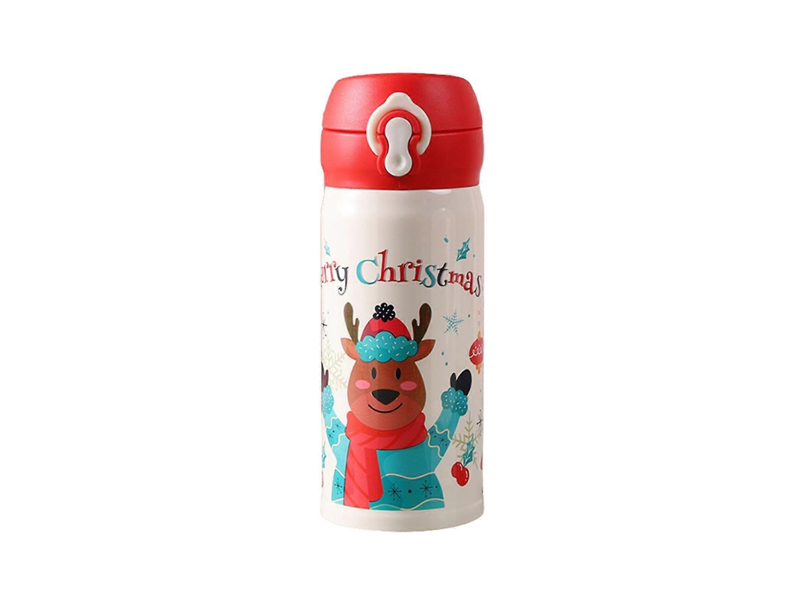 Garrafa Térmica De Natal Em Aço Inoxidável Com Estampa De Rena E Papai Noel, Ideal Para Viagens, Presentes E Decoração Natalina.