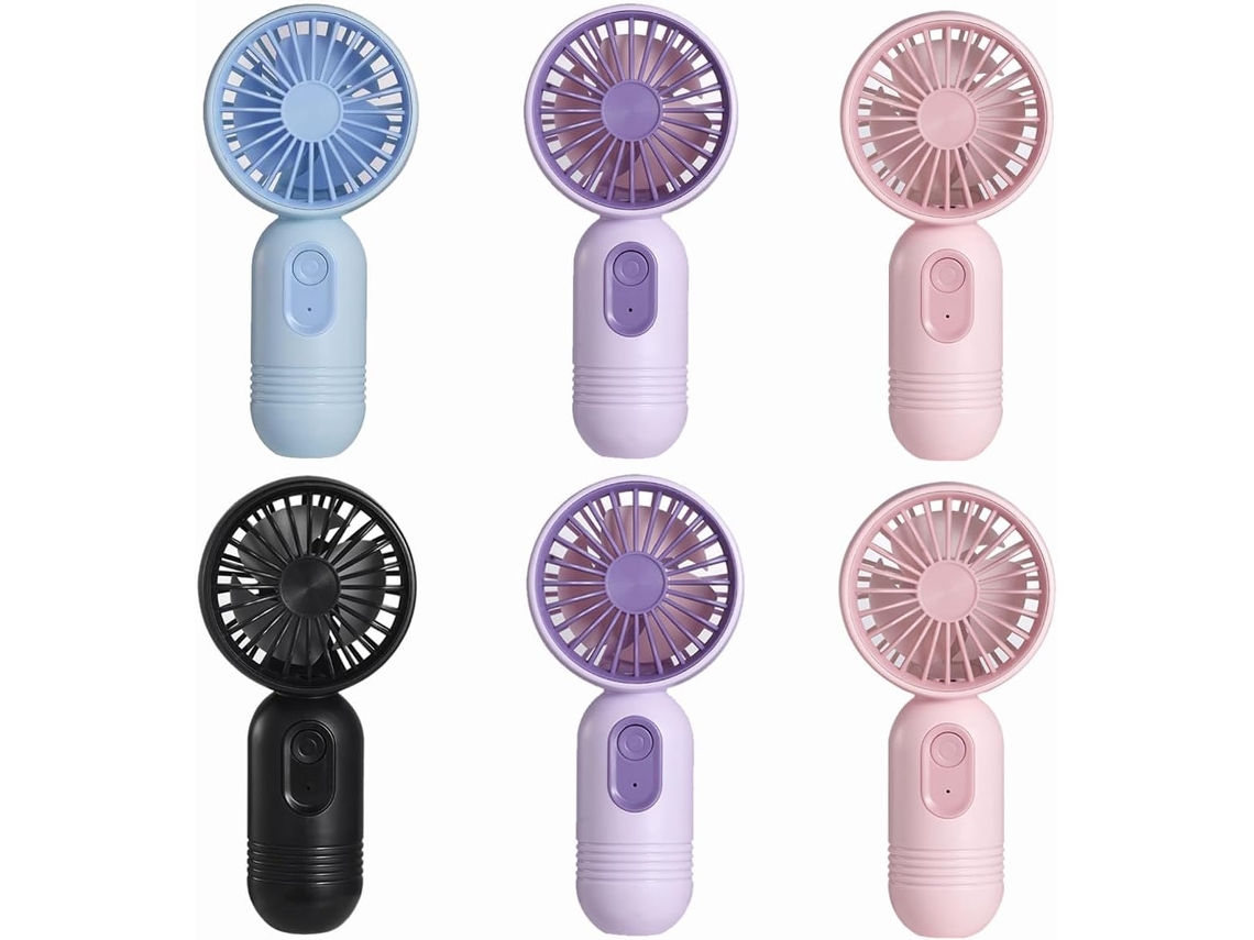 Mini Ventilador Portátil De Mão, Pacote Com 6 Unidades, Ventilador Pessoal Pequeno E Recarregável Com 3 Velocidades
