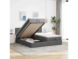 Vidaxl Estrutura De Cama Otomana Com Colchões Tecido Cinzento Escuro