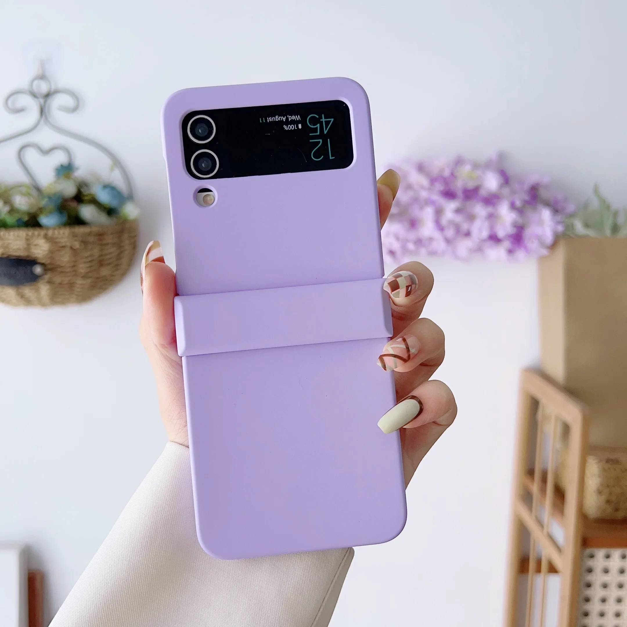 (roxo Claro, Galaxy Z Flip5) Capa Dobrável Rígida Ultrafina Para Celular, Resistente A Impactos, Confortável Ao Toque E Altamente Protetora.