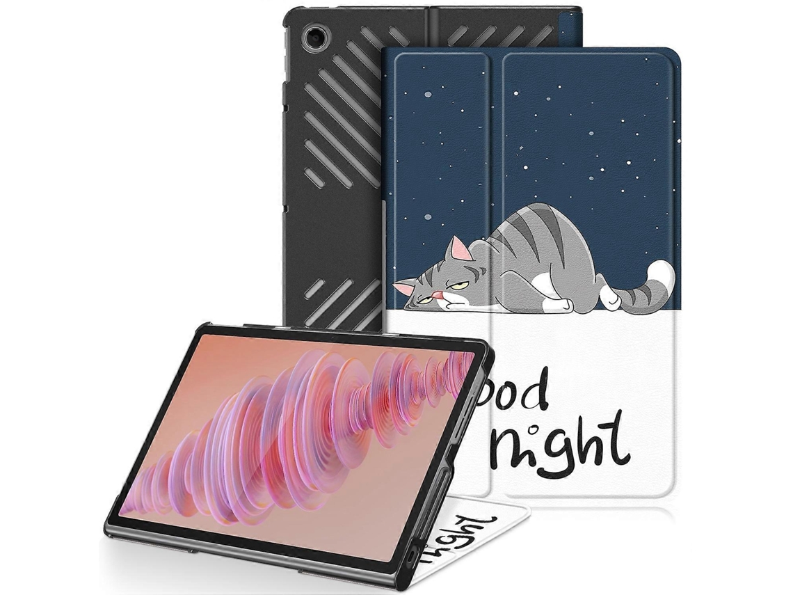 Capa De Couro Para Tablet Lenovo Tab Plus 11.5 Tb351fu Custer Com Pintura Em 3 Partes E Suporte Dobrável.