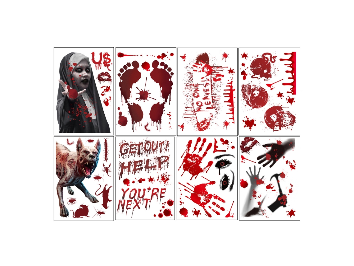 Adesivos Halloween Decoração Grande com Impressões Sangrentas RNEMITERY