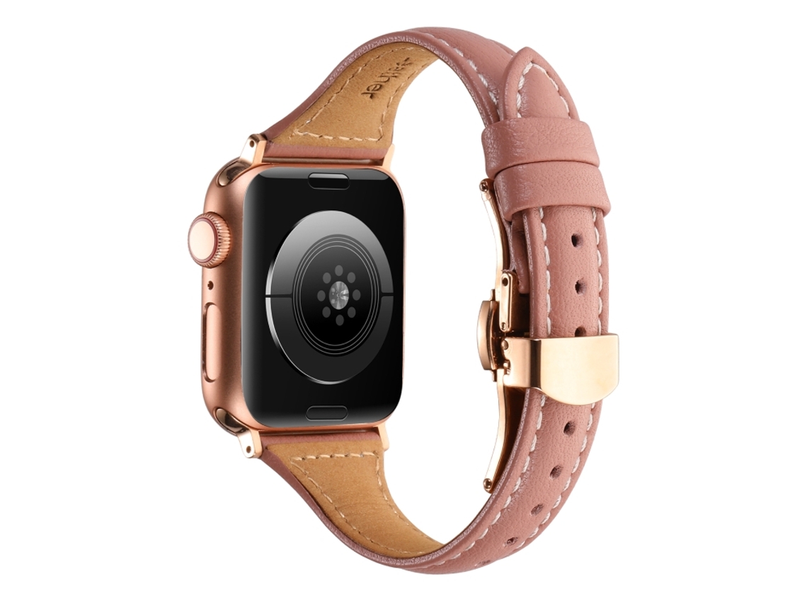 Bracelete com fivela borboleta de cintura pequena para Apple Watch série 8 e 7 41 mm/SE 2 e 6 e SE e 5 e 4 40 mm/3 e 2 e 1 38 mm (rosa)